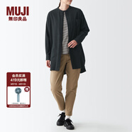 無(wú)印良品（MUJI）  女式 法蘭絨 中長(zhǎng)襯衫  長(zhǎng)袖休閑百搭外套 純棉全棉 BCJ16C1A 炭灰色 XXS-XS 150/72A