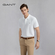 GANT/甘特【100%棉】夏男士休閑時(shí)尚印花logo翻領(lǐng)短袖T恤POLO衫 110-白色 XL