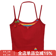 森女部落日常出游休閑寬松格紋撞色顯白長(cháng)袖可拆夏季上衣襯衫女 紅色吊帶（單件） S
