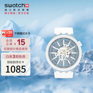 斯沃琪（Swatch）瑞士手表 BIG BOLD 瑞雪紛飛 七夕禮物考試表夜光石英表SB03N103