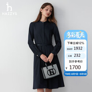 哈吉斯（HAZZYS）女裝氣質(zhì)優(yōu)雅小立領(lǐng)連衣裙AQWSC0BCF01 藏青色NV 160/84A38