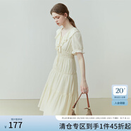 范思藍(lán)恩23FS12010法式荷葉領(lǐng)連衣裙女夏新款溫柔風(fēng)天絲裙子 米黃色 XS