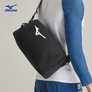 美津濃（MIZUNO）游泳包干濕分離男女大容量斜跨包手提防水健身收納包泳包游泳裝備 黑色【干濕分離/耐磨防水】