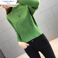 壹源港2025秋冬季新款毛衣高腰短款半高領(lǐng)針織衫女裝小個(gè)子打底衫 綠色 M 95-110斤