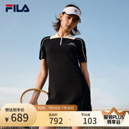 FILA 楊冪同款|斐樂官方女裝編織連衣裙2025夏季新款時(shí)尚修身POLO裙子 傳奇藍(lán)-NV M 165/84A/M