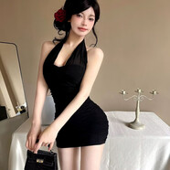 施美黎2025夏新小個(gè)子名媛風(fēng)性感網(wǎng)紗抹胸小禮服裙短裙包臀掛脖 黑色網(wǎng)紗（收藏優(yōu)先發(fā)貨） S