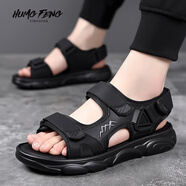 悍風（HumgFeng）品牌涼鞋男2025年夏季新款百搭防臭運動沙灘鞋防滑休閑開車鞋子男 黑色 40 標準皮鞋尺碼