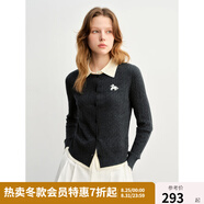 獨(dú)束大碼女裝假兩件撞色繡花毛針織衫冬裝新款疊穿針織毛衫上衣女 深灰色 M (尺碼：1)