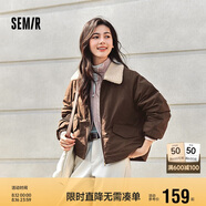 森馬（Semir）外套女oversize插肩袖仿羊羔毛毛領(lǐng)冬季2024夾棉夾克109724108016