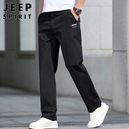 JEEP SPIRIT吉普休閑褲男寬松春夏季直筒褲子男士商務男褲 黑色 32