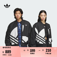 adidas情侶款復古寬松運動立領(lǐng)夾棉外套男女阿迪達斯官方三葉草 黑色 M