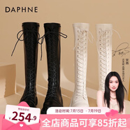 達(dá)芙妮（DAPHNE）官方靴子女長筒靴女騎士靴2024年厚底顯瘦馬丁靴女秋冬款高筒女靴 黑色【常規(guī)單里款】 37
