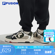 FILA FUSION斐樂潮牌BANK DX情侶場下滑板鞋時尚運動鞋板鞋男女休閑鞋 豆腐白/黑-TB【男款】 39 男碼