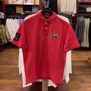 保羅拉夫勞倫（Polo Ralph Lauren）美國夏季短袖T恤Polo杉翻領(lǐng)休閑刺繡彩馬標三彩馬大紅2XL (180斤以上)