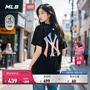 MLB官方 男女情侶涼感漸變背標(biāo)大logo潮流運動T恤25夏季新款TSX03 紐約洋基隊/黑色 2XL