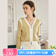 Olrain歐芮兒法式黑色毛衣外套女春裝新款修身拉鏈針織開衫女上衣 姜黃色 常規(guī) S