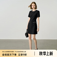 顏域小香風(fēng)短款連衣裙女夏裝2025新款輕奢高級(jí)感顯瘦名媛氣質(zhì)裙子 黑色 M