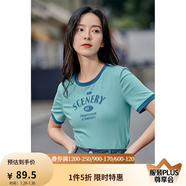 茵曼（INMAN）潮趣印花女裝圓領(lǐng)短袖T恤修身顯瘦套頭短款2025夏季新款上衣 天藍(lán)色 -18525987 L