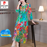 皮爾卡丹（pierre cardin）輕奢高檔杭州真絲氣質(zhì)沙灘裙桑蠶絲連衣裙女2024裙子 花色 2XL 126-135斤
