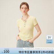 范思藍(lán)恩紅色旺中女針織衫2024夏季新款輕薄透氣外穿小打底衫 黃色 XS