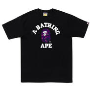 A BATHING APE男士潮流迷彩學(xué)院風(fēng)T恤黑紫拼接 black / purple 均碼 |3XL