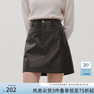范思藍(lán)恩23FS14612 咖色小皮裙a字半身裙女新款秋冬高腰短裙 油畫摩卡 S