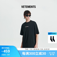 VETEMENTS正品重磅彩色漸變純棉100%男女士高檔端輕奢短袖t恤夏季寬松半袖 黑色 L