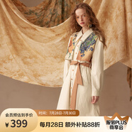 兩三事長(cháng)袖連衣裙女春季新款復古裙子秋季穿搭長(cháng)裙秋裝天生藝術(shù)家 杏色 L