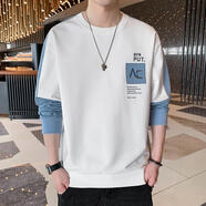 芒芒男士長袖T恤潮流寬松潮牌ins小衫2024年新款體恤春秋季上衣服衛(wèi)衣 WE1106白色 3XL 約165-180斤可穿
