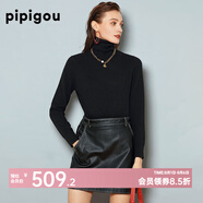 皮皮狗 兩翻領(lǐng)套頭 打底羊絨衫基礎(chǔ)新款打底羊絨針織衫女士內(nèi)搭毛衣 701黑色 XL /110