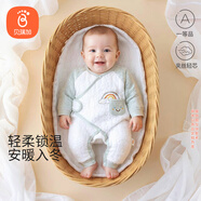 貝瑞加（Babyprints）寶寶秋冬連體衣嬰兒保暖衣服夾棉加厚嬰兒按扣爬服 綠彩虹66