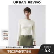 UR秋季新款女裝慵懶休閑一字領(lǐng)修身長袖T恤UWM440026 本白 (建議拍大一碼) L