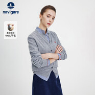 Navigare意大利小帆船女針織衫全羊毛開衫毛衣外套2334092021灰L