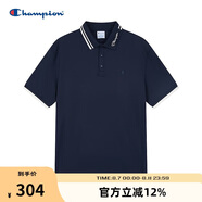 Champion冠軍短袖男25春季新款polo衫休閑風(fēng)T恤女簡約潮商務(wù)風(fēng) 藏青色 M