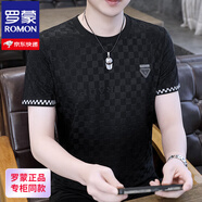 羅蒙（ROMON）冰絲短袖T恤男2025夏季新款速干汗衫薄款體恤衫潮流男士半袖衣服 868-倒三角短袖 黑色 M 建議90-105斤