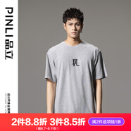品立（PINLI）短袖T恤男純棉夏季男裝字母印花圓領(lǐng)半袖男士上衣 花灰 4XL 195