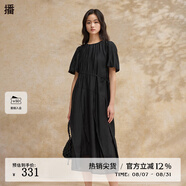 播流光氣質(zhì)連衣裙女2024夏季新款收腰優(yōu)雅法式茶歇裙DDR2LD5781 K40玄黑 L