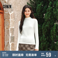 森馬（Semir）長袖T恤女半高領(lǐng)吸濕發(fā)熱抗菌2024冬緊身抓絨打底衫109724101001