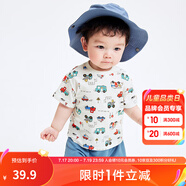 巴拉巴拉嬰兒t恤寶寶打底衫女童上衣男短袖夏季全棉可愛(ài) 綠紅色調(diào)00346 100