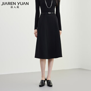 佳人苑（JiaRenyuan）半身裙女2025年冬季新款側(cè)邊拉鏈縫合腰袢側(cè)邊實(shí)用插袋A字裙身 黑色 XS