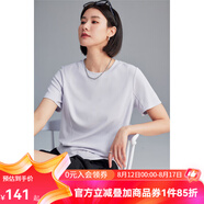 雲(yún)上生活「盛夏面膜t」解構(gòu)正肩短袖T恤2025夏季簡約短袖T9618X 淡紫色 40支棉氨混紡 XL （建議120-135斤左右)
