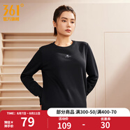 361度運(yùn)動(dòng)衛(wèi)衣男秋冬新款加絨圓領(lǐng)套頭運(yùn)動(dòng)絨上衣男簡(jiǎn)約百搭服飾御寒保 【女款】超級(jí)黑【4801D】 L
