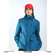 阿瑪施 AMASS女裝上衣新款早春防水休閑時(shí)尚百搭抽繩長(cháng)袖外套收腰5400841 孔雀藍 * M