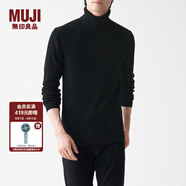 無印良品 MUJI 男式  羅紋 可水洗 高領(lǐng)毛衣 AAC01A1A 長袖針織衫 黑色 M