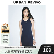 UR2025春季新款女裝美式運動風字母無袖連衣裙UYY750043 墨藍 XS
