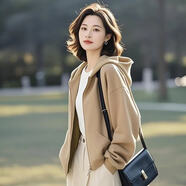 皮爾卡丹（PIERRE CARDIN）今年流行女裝2025年開(kāi)春新款輕薄洋氣慵懶風(fēng)黃色連帽衛衣外套上衣 7086#卡其色 L 【建議95-115斤】
