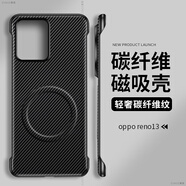 克雷盾（KELEIDUN）適用opporeno13手機殼reno14凱夫拉紋reno13pro保護套碳纖維紋a5pro硬殼磁吸防摔oppo簡約por 黑色[磁吸碳纖維紋素皮無邊框] OPPOReno1