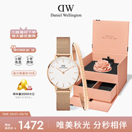 丹尼爾惠靈頓（DanielWellington）DW女士手表腕表送女友禮物七夕禮物DW00100219+大手鐲套裝