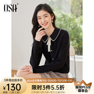 歐莎（OSA）千金小香風(fēng)減齡內(nèi)搭娃娃領(lǐng)針織衫2025秋新款打底衫毛衣女上衣氣質(zhì) 黑色A M