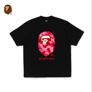 BAPE POLK官方波爾克聯(lián)名系列潮牌經(jīng)典正品猿人頭半袖上衣男女同款短袖T恤 黑色 S 建議80-100